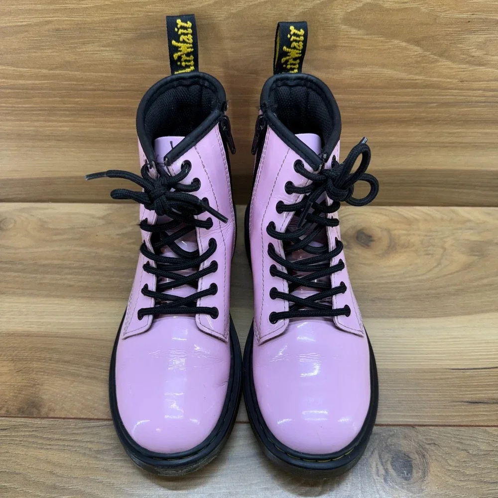 Dr Martens Big Girls Boot Size 3 Pink Patent Leather Lace Up Combat 1460 Punk